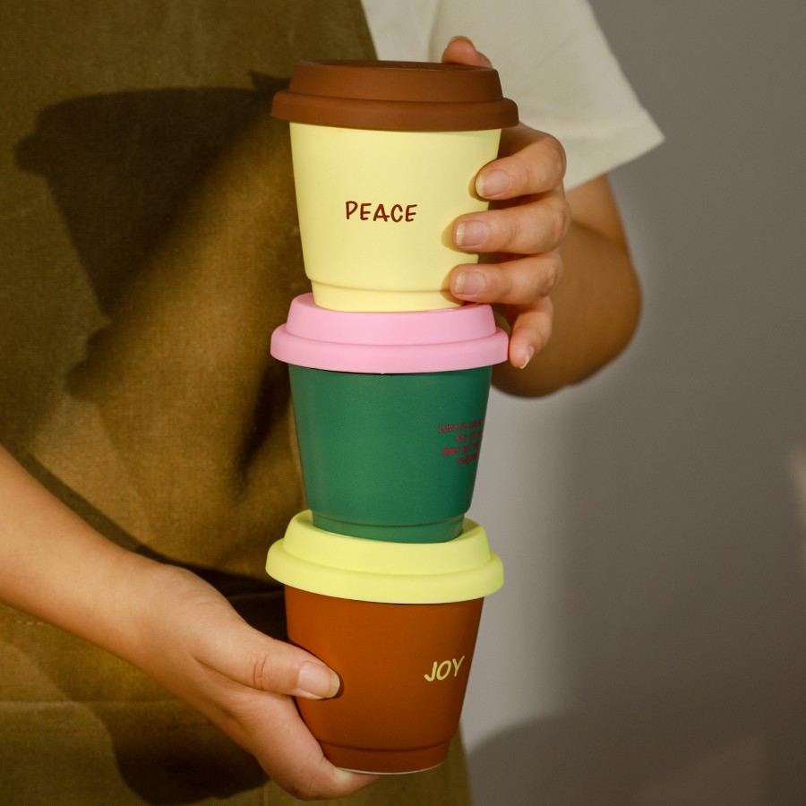 多巴胺高颜值咖啡杯家用陶瓷便携小众防漏带盖杯子随行杯咖啡杯子