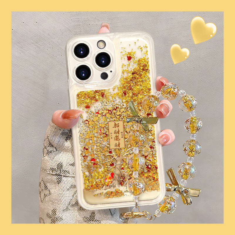 发财树手机壳适用于苹果16/oppo华为vivo流行网红创意国潮流沙壳