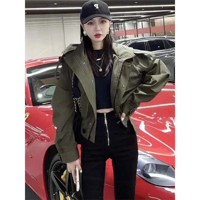 美式炸街高级感冲锋衣短款风衣外套女2026年春季款夹克棒球服上衣