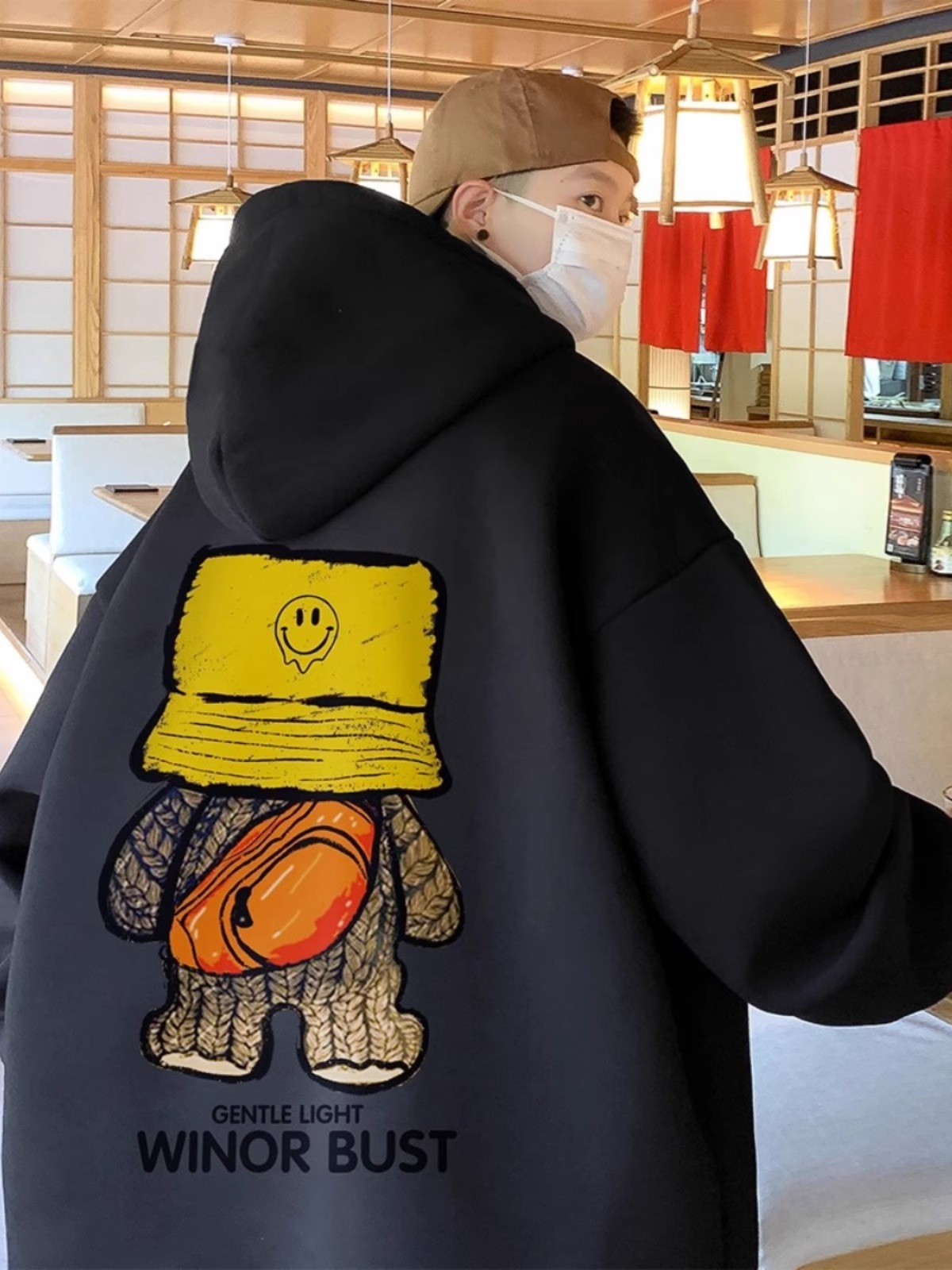 加肥加大码300斤山东即墨重磅连帽卫衣男春秋季薄款复古宽松外套