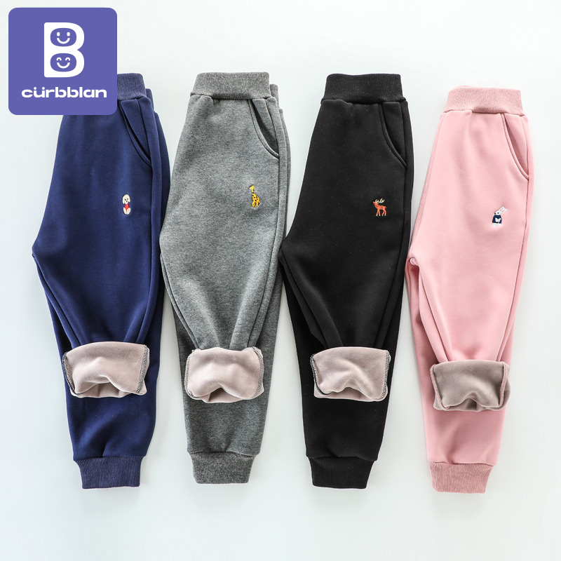Curbblan/卡伴儿童冬一体加绒加厚休闲卫裤冬季保暖裤中大童sss