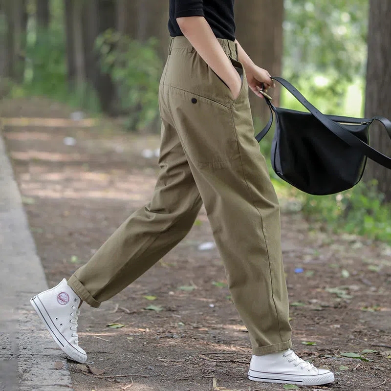 宽松小脚哈伦裤女2025春秋新款时尚显瘦高腰弹力工装裤休闲萝卜裤