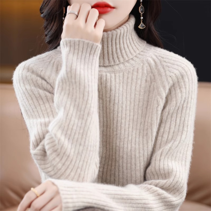 专柜正品羊毛衫纯色加厚高领套头毛衣毛衣女款爆款2025新款洋气
