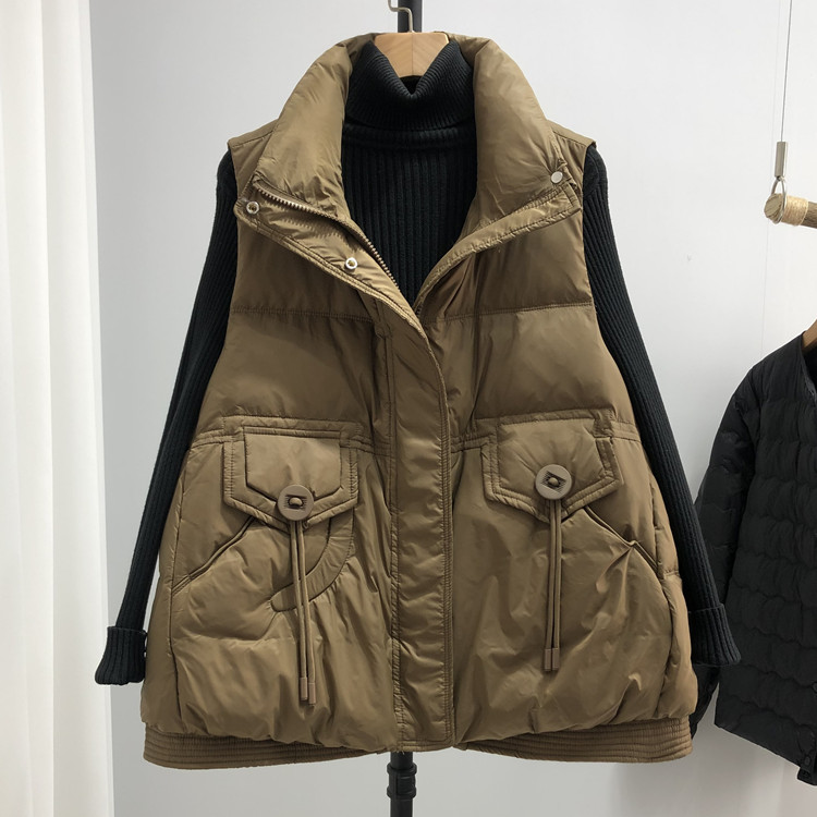 羽绒马甲女春季新款韩版宽松洋气百搭设计感轻薄鸭绒背心马夹外套