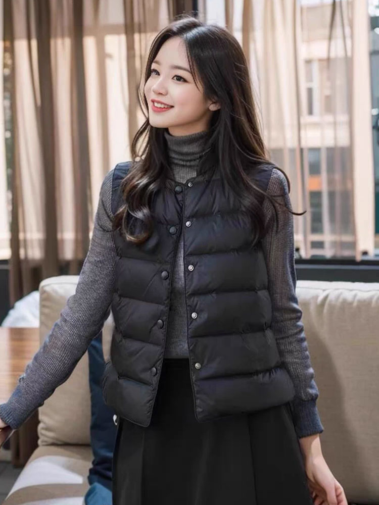 羽绒马甲白鸭绒羽绒服女款2025新款秋季轻薄百搭内胆中式高端