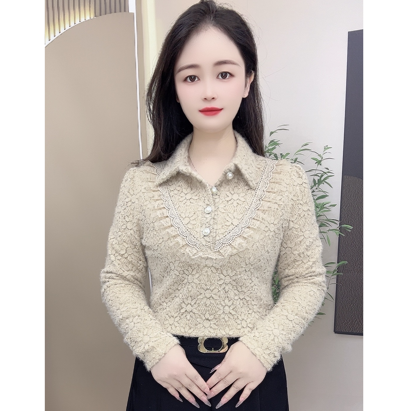 冬季洋气长袖ins加绒衬衫女显瘦秋冬气质可外穿精致打底