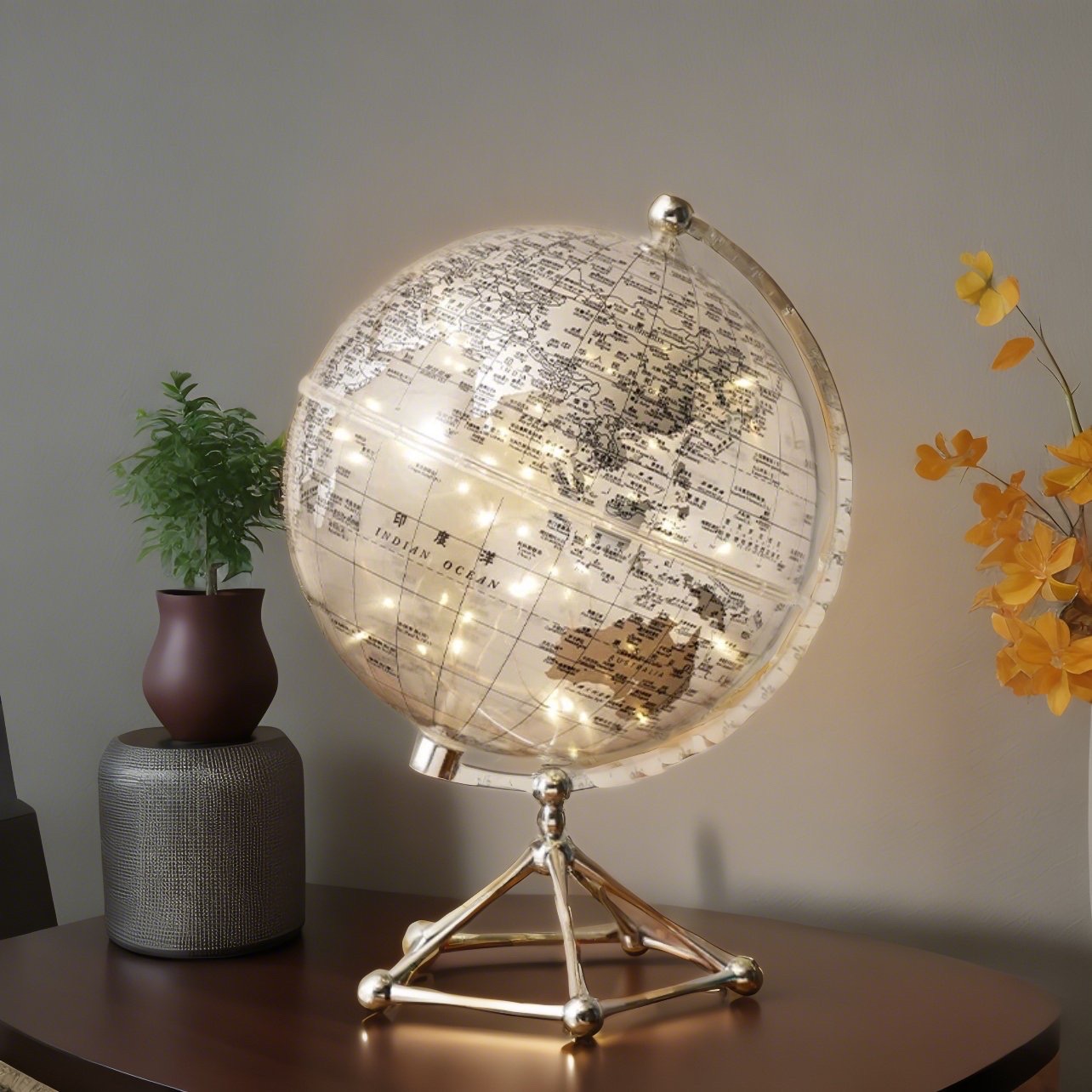 创意地球仪透明艺术摆件高档办公室桌面客厅电视柜家居轻奢装饰品