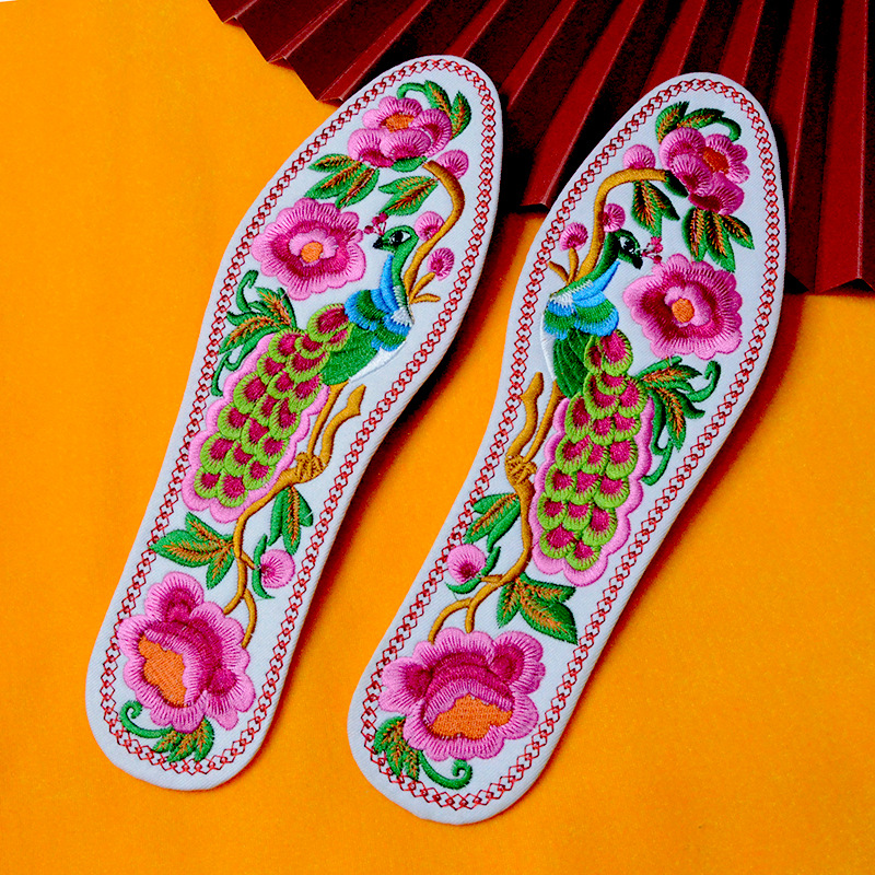 机绣棉布鞋垫手工男女透气吸汗加厚运动四季刺绣花成品婚庆用品