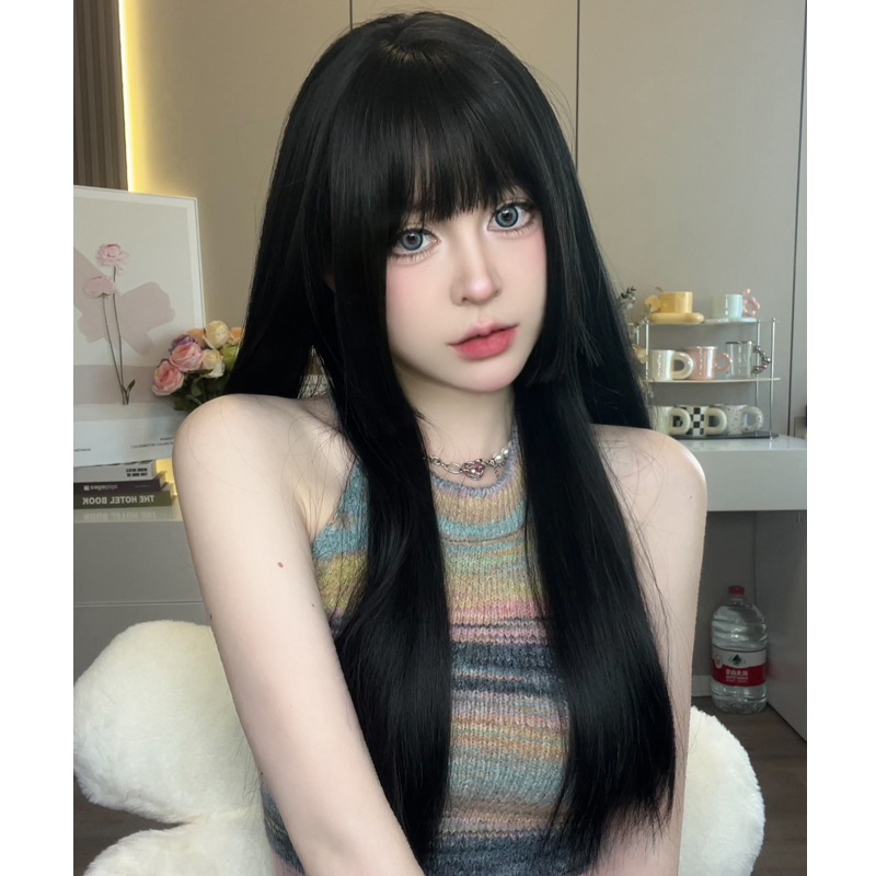 公主切假发女网红黑长直发黑色姬长发头套日常发舒适-椰子