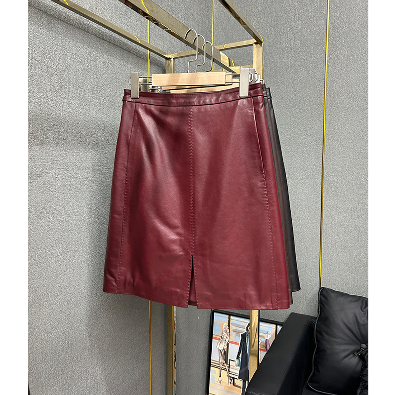 2025新款真皮皮裙半身裙女植鞣绵羊皮中长裙包臀裙时尚百搭裙子