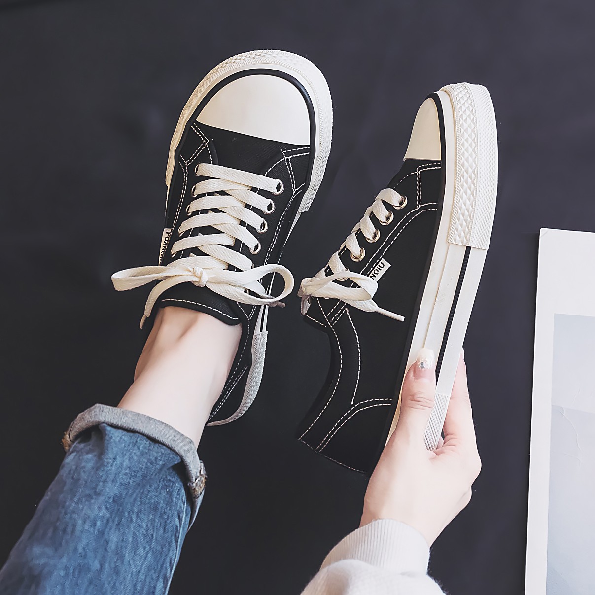 环球透气网面帆布鞋女低帮厚底休闲板鞋百搭潮流舒适春夏款