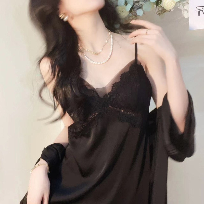 吊带睡衣睡裙睡袍性感蕾丝网纱新款家居服冰丝睡衣女夏季薄款