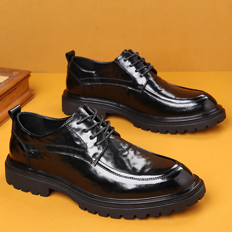 22663秋季透气男士皮鞋男商务牛皮正装男士休闲黑色百搭结婚男鞋