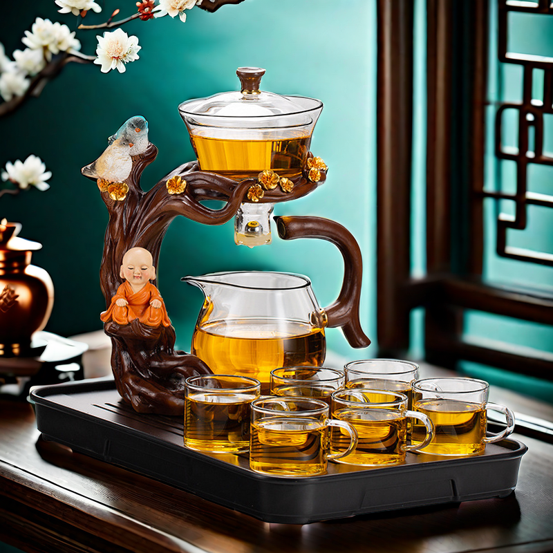 创意懒人茶具套装自动茶具套装轻奢玻璃磁吸泡茶壶自动冲茶器套装