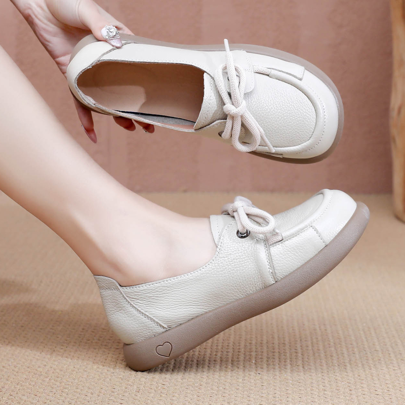 头层牛皮妈妈鞋软面软底孕妇鞋休闲百搭中年女鞋舒适圆头浅口单鞋