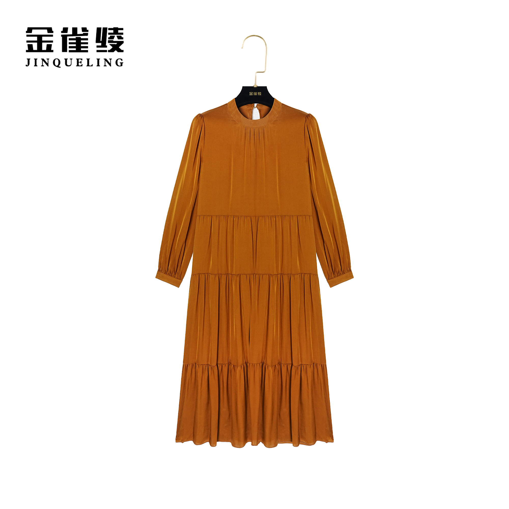 【金雀绫】桑蚕丝弹力双乔新款上新气质款连衣裙Q22031