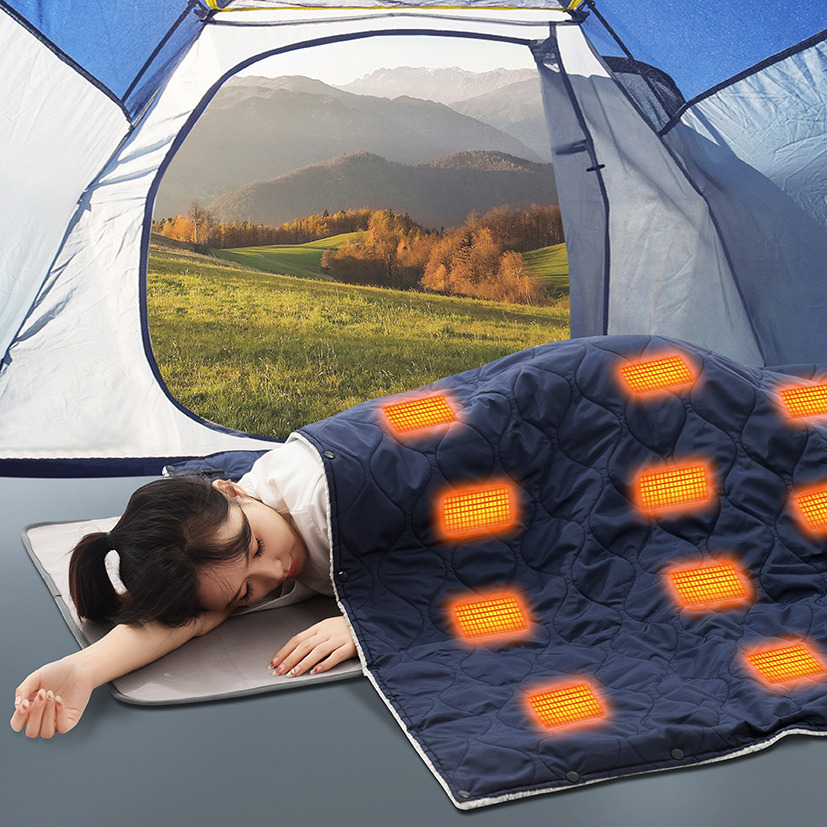 露营usb电热毯加热野餐垫加绒可拼接野餐垫睡袋加热内胆车载