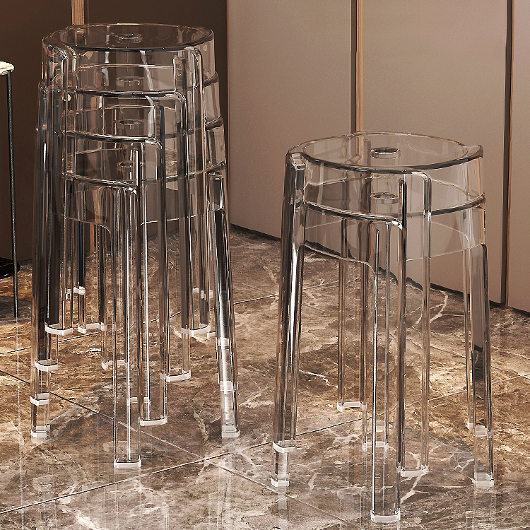 北欧亚克力凳子可叠放家用塑料透明风车高胶板凳圆凳备用椅子加厚