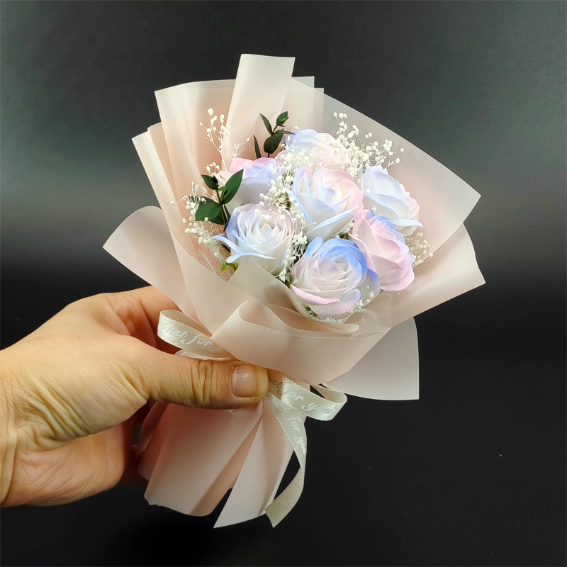 mini小花束玫瑰花香皂花碎冰蓝永生花干花送女朋友送闺蜜礼物装饰