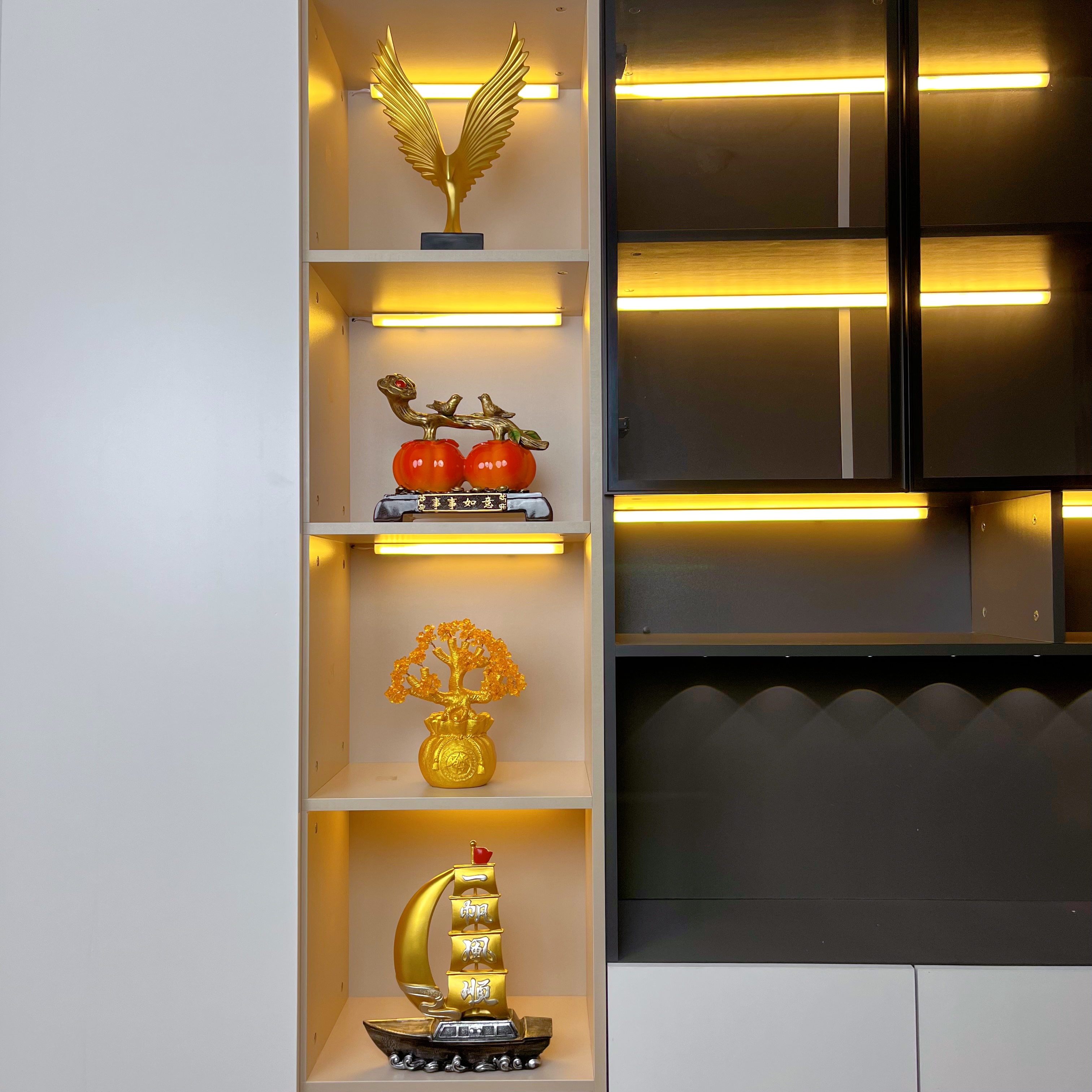 高档创意简约新中式暖居工艺品摆件四格酒柜玄关电视柜装饰品送礼