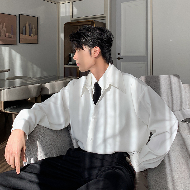 一轩轩轩【经典走秀款】秋季真两件高级感痞帅男拼接长袖衬衫24873
