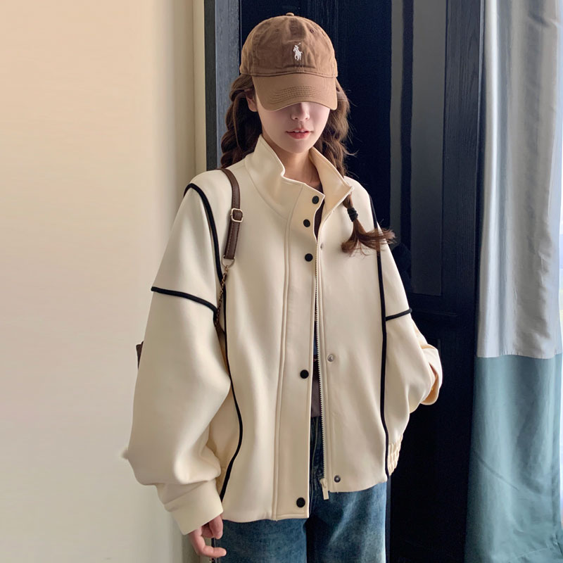 小个子短款外套女2025新款春秋学院风设计感小众休闲宽松显瘦上衣