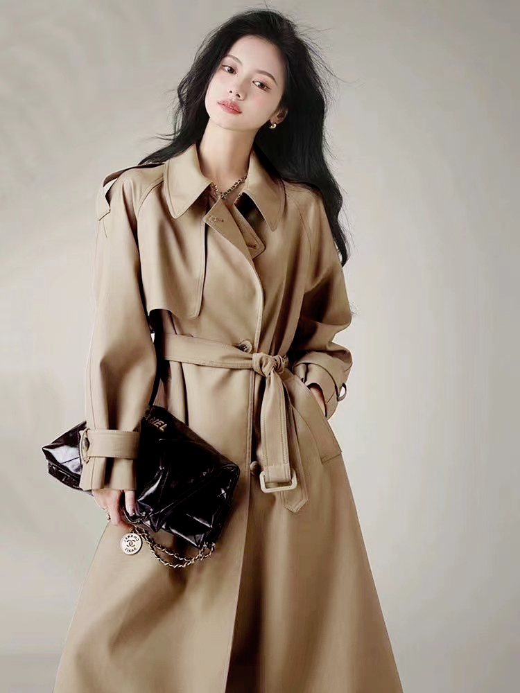 风衣女2025春秋新款高级感气质休闲收腰宽松中长款过膝英伦风外套