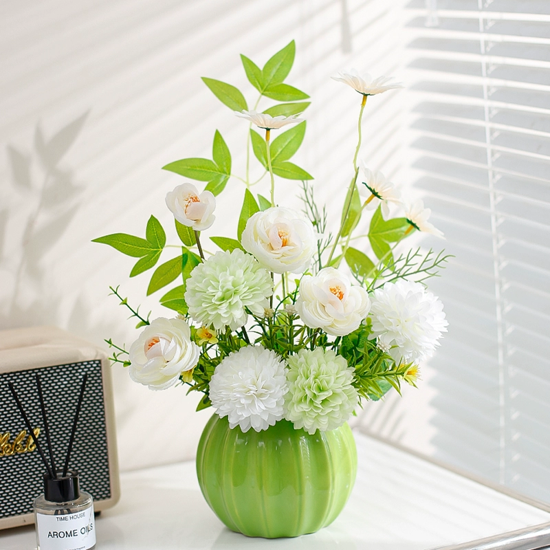 高档仿真花永生花假花瓶摆件客厅电视柜摆设摆件仿真花逼真摆件