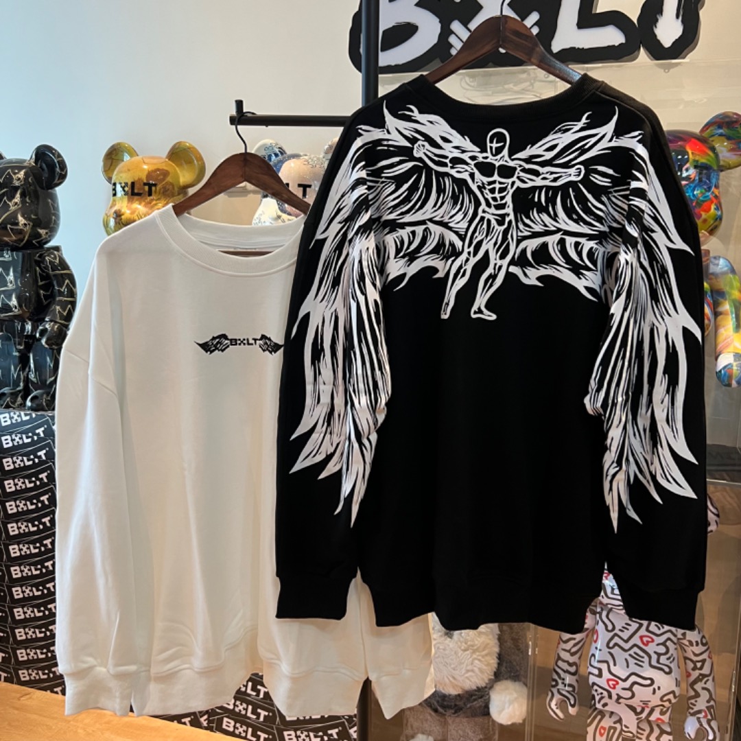 BXLT必须撸铁原创“梦想之翼”圆领卫衣宽松百搭健身造型男女同款