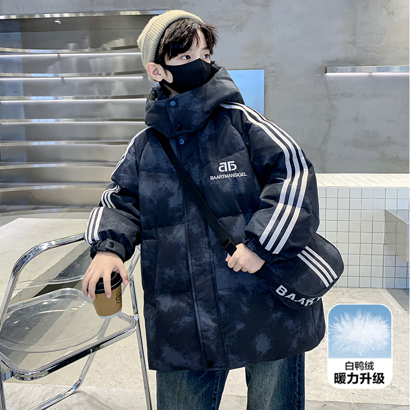 男童羽绒服外套冬季加厚8-15岁潮男孩大童白鸭绒儿童冬装洋气男孩