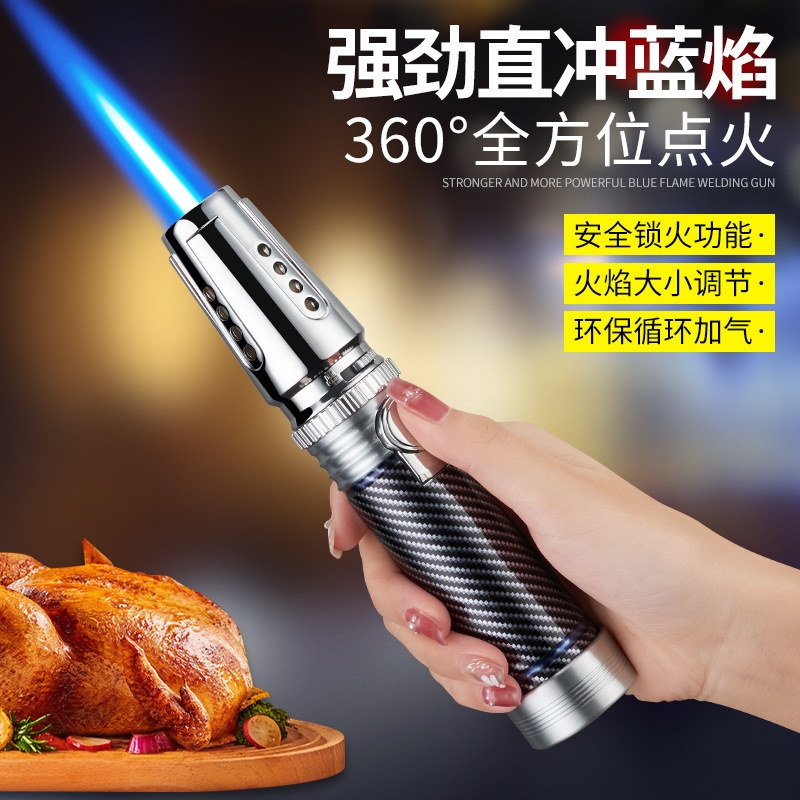 网红充气打火机防风直冲点火器雪茄专用喷枪罕见户外创意打火机