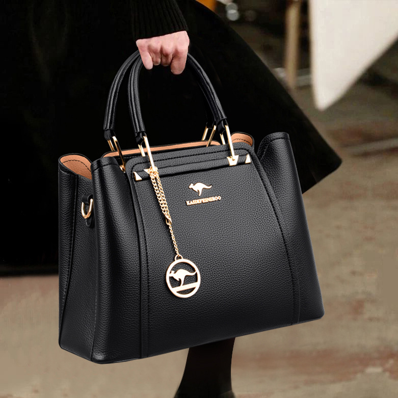 凯迪菲尼袋鼠真皮女包时尚新款大容量中年妈妈包单肩斜挎手提包