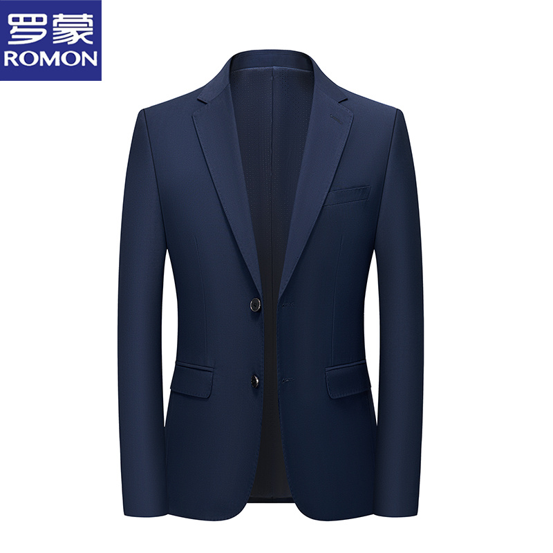 罗蒙男士商务休闲修身单西外套春秋季新款职业正装简约纯色西服男
