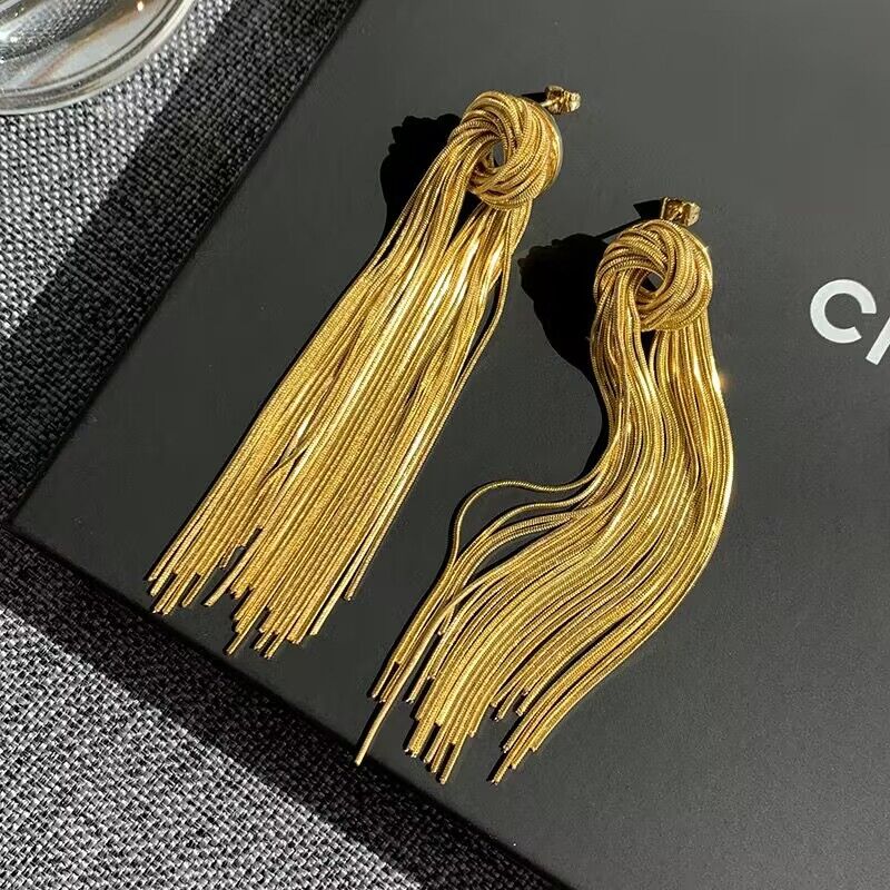 铜合金耳饰 打结流苏耳环新款潮小众设计高级感轻奢时尚耳饰女098