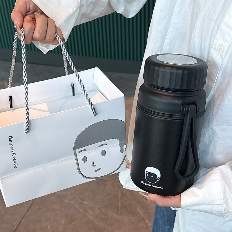 绚青大容量家用保温杯情侣杯女生高颜值茶水分离水杯男大容量杯子