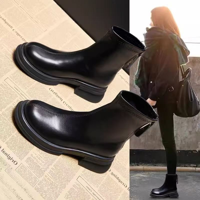 秋冬短靴女加绒马丁靴女2025新款切尔西靴百搭显瘦瘦靴英伦风靴子