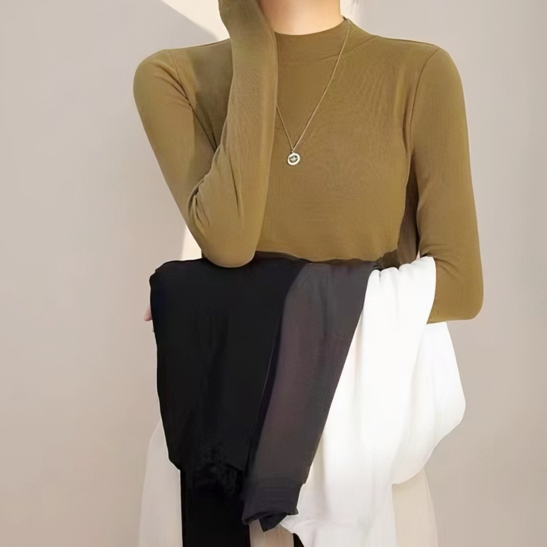 【粉丝福利】氨基酸面膜修身春季立领百搭长袖针织衫时尚打底衫