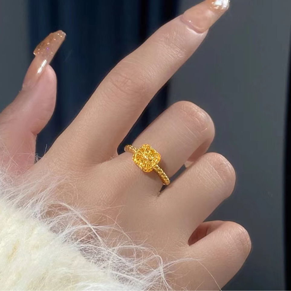 DF.Beauty 钛钢戒指 爆闪小方糖戒指时尚轻奢网红百搭可调节戒指