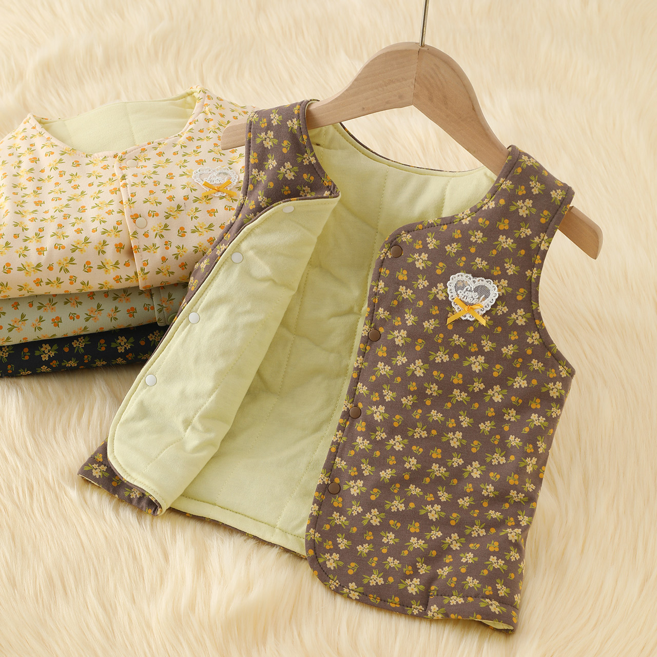 儿童保暖马甲宝宝夹棉背心上衣棉服内胆女孩女童加厚坎肩外套冬季