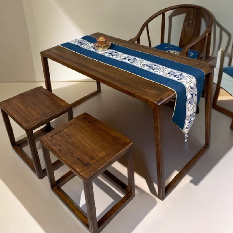 新中式阳台茶桌实木家用小户型茶台老榆木简约喝茶桌椅组合干泡台