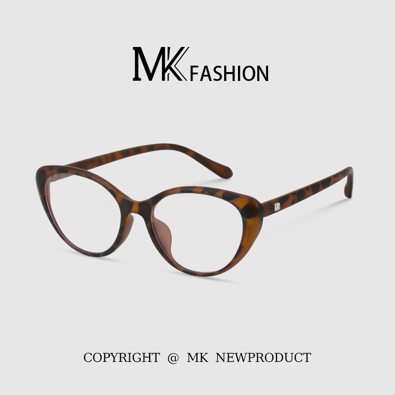 猫眼修饰脸型超轻TR女窄框可配防蓝光近视眼镜豹纹色时尚眼镜