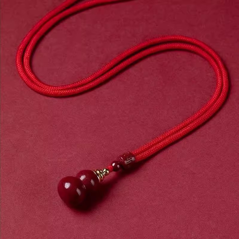 含辰砂工艺品朱砂吊坠钥匙扣葫芦福禄红绳本命年好运祝福高档挂件