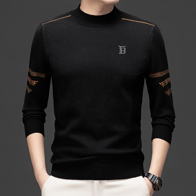 【专柜正品】大牌秋冬季长袖羊毛衫男新款半高领加厚针织保暖打底衫
