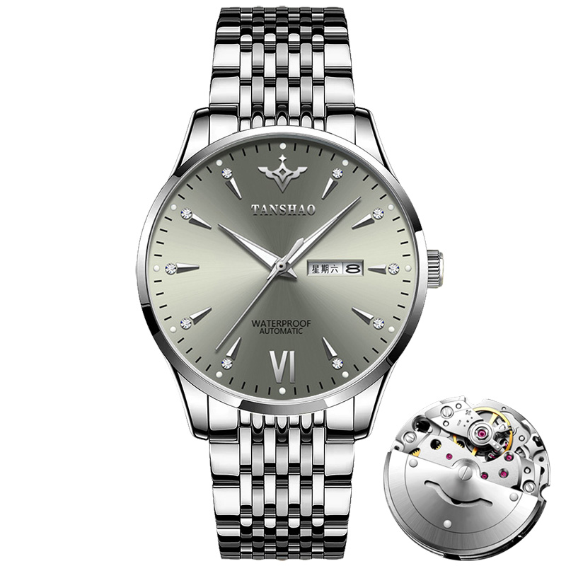 【现货正品】嘉年华/幻影/高级灰/全自动双日历镂空防水夜光男表