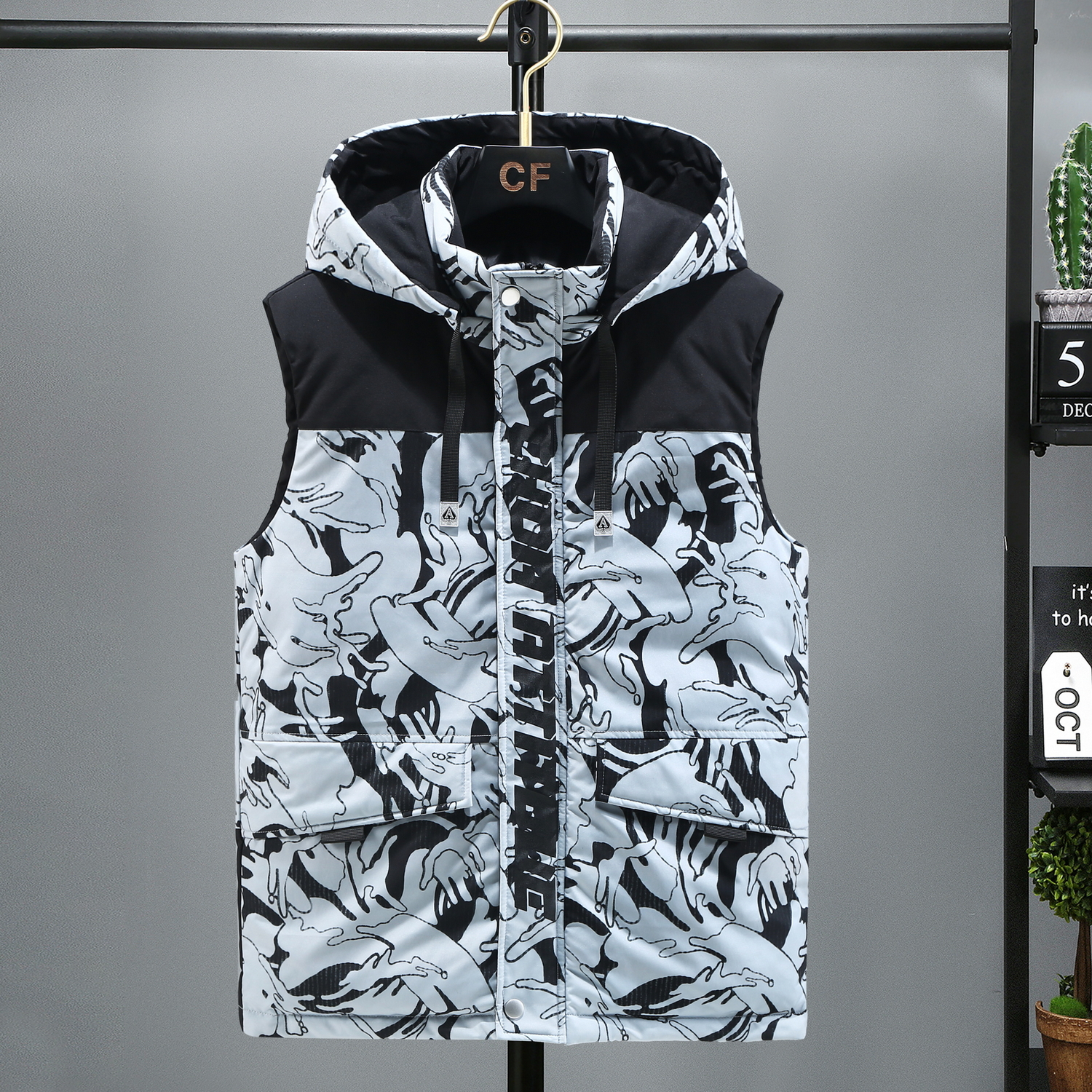 男士棉马甲秋冬季保暖大码学生坎肩休闲迷彩潮流加厚外套韩版外穿