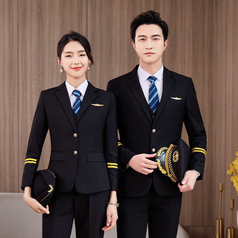 团购职业套装秋冬机长空少工作服空姐航空西装大码物业保安制服