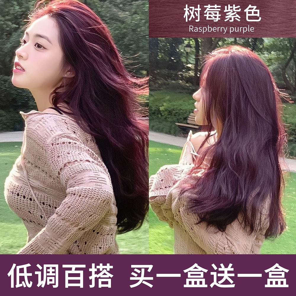 免漂树莓黑加仑紫色染发剂泡泡自己在家染盖白发2025流行色