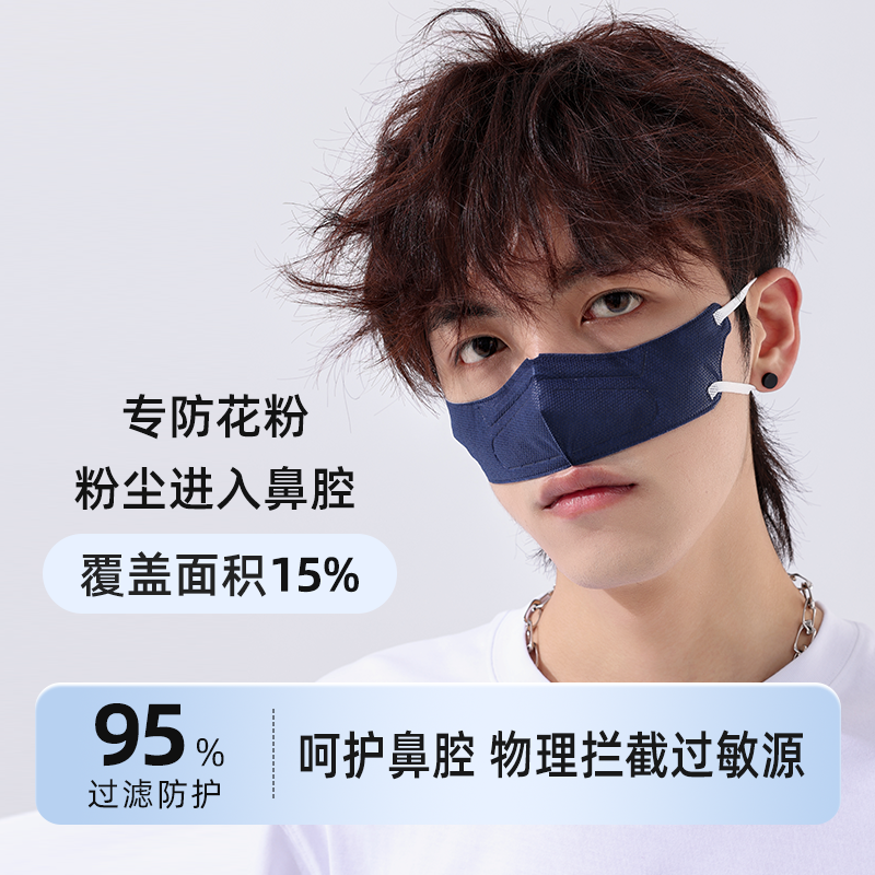 柔软透气四层鼻罩防灰尘花粉篙草过敏鼻炎风寒保暖柳絮防护独立3D