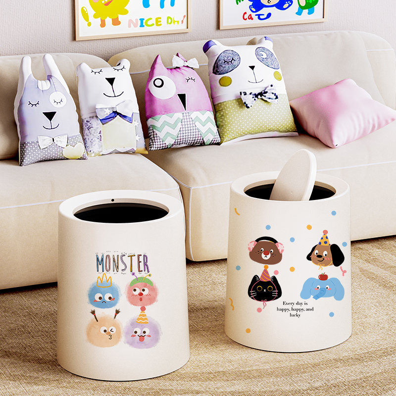 多巴胺垃圾桶带盖家用2025新款高颜值客厅厨房专用宿舍神器可爱