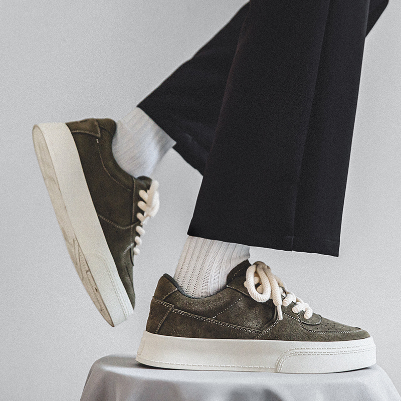 YNIP欧若风男鞋百搭男士磨砂滑板运动休闲小众低帮纯色反绒潮鞋